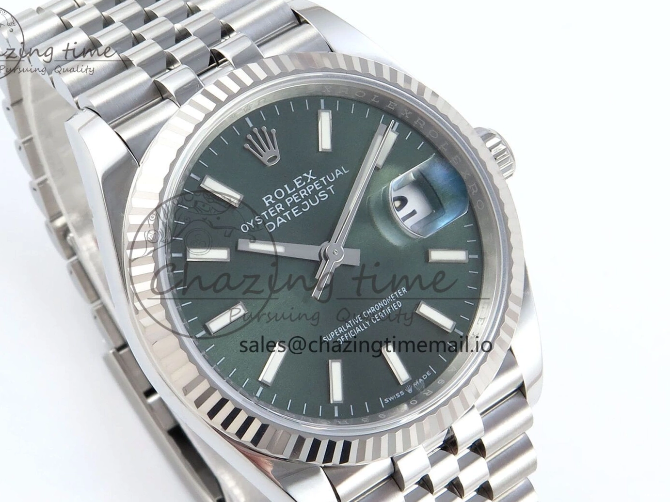 36 Jubilee Green DateJust Stick A3235 Edition Marker 126234 Bracelet Best EWEF on Dial 0126